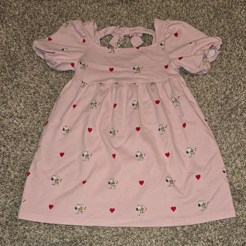 Janie and Jack - Snoopy Collection- Pink Heart & Puppy Print Girls' Dress